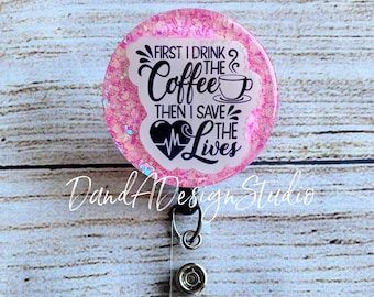 Coffee Saves Lives Glitzer Harz Abzeichen Reel - Stillgeschenk