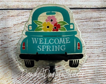 Willkommen Frühling LKW Harz Abzeichen Reel: Lehrer Krankenschwester Geschenk