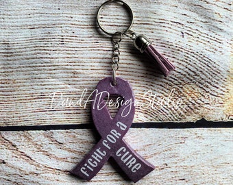 Schlüsselanhänger aus Lavendel-Band: Krebsbewusstsein, Kampf für eine Heilung