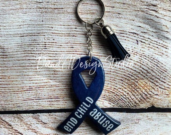 Navy Blue Ribbon Schlüsselbund | Bewusstsein für Kindeswohlgefährdung