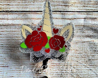 Valentinstag Einhorn Glitter Resin Ausweisrolle: Krankenpflege, Lehrerin, Verwalterin