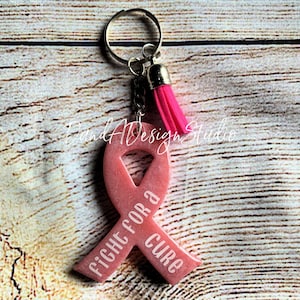 Pink Ribbon Keychain | Gift for Him | Gift for Her | Breast Cancer Awareness | Fight For A Cure | Oncology | Awareness Ribbon Keychain