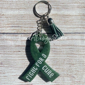 Emerald Ribbon Keychain | Gift for Him | Gift for Her | Liver Cancer Awareness | Fight For A Cure | Homeopathy Awareness | Awareness Ribbon