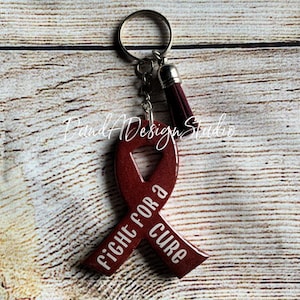 Maroon Ribbon Keychain | Gift for Him | Gift for Her | Multiple Myeloma Awareness | Fight For A Cure | Amyloidosis | Awareness Ribbon