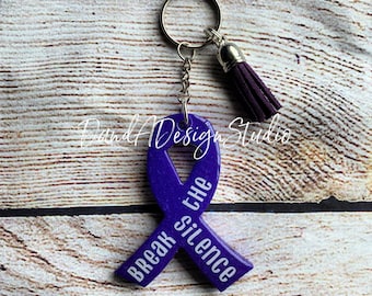 Lila Band Schlüsselanhänger | Bewusstsein für Häusliche Gewalt, Quaste Schlüsselbund