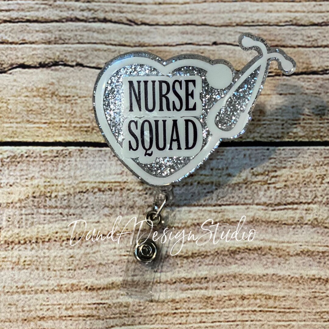 Nurse Squad Badge Reel Glitter Badge Reel Nursing Gift - Etsy