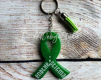 Green Ribbon Schlüsselanhänger: Mentales Gesundheitsbewusstsein, Stigma-Beendigung