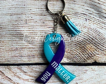 Awareness Ribbon Schlüsselanhänger | Türkis, Blau, Lila