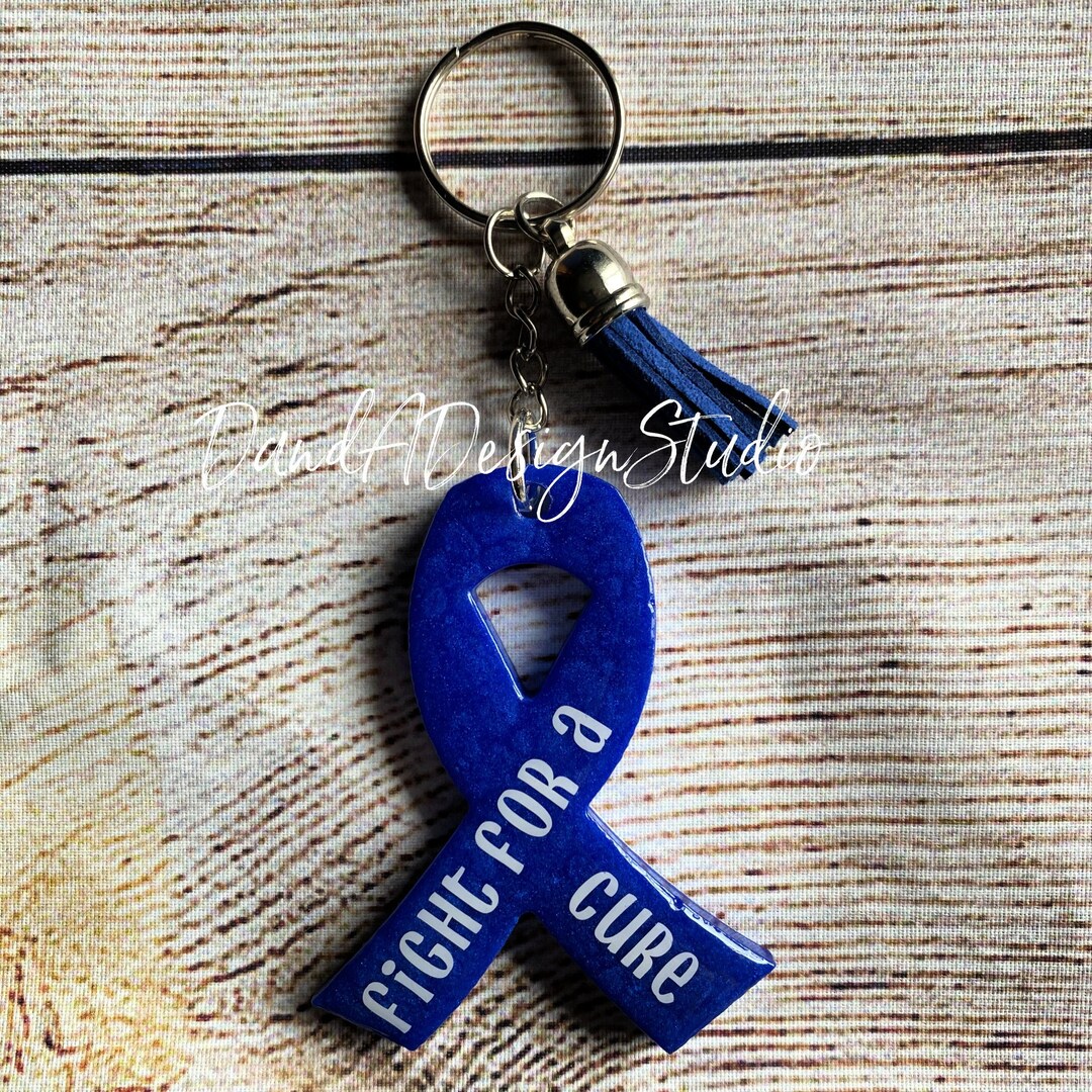Blue Ribbon Keychain Gift for Him Gift for Her Colon Etsy