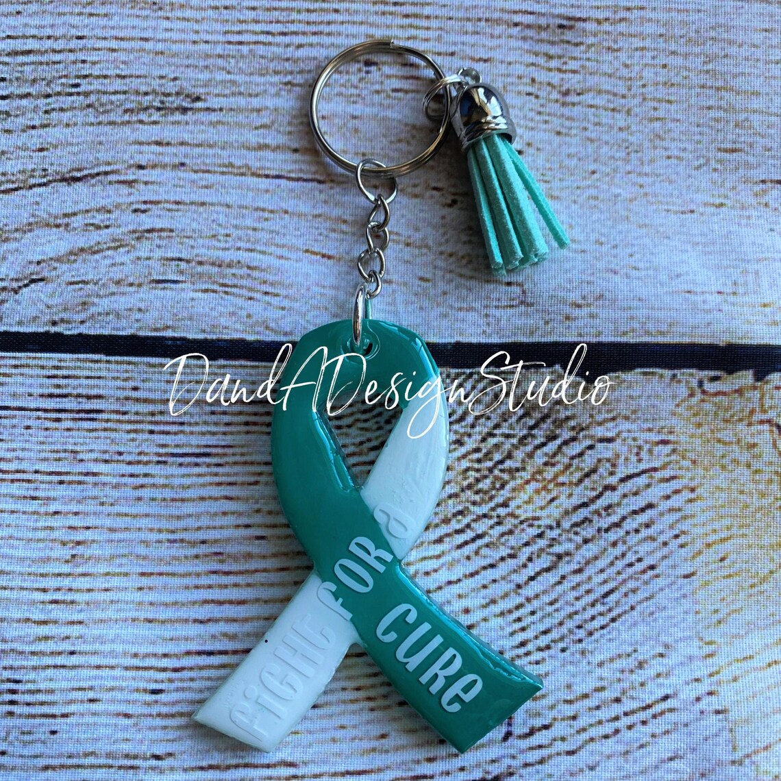 Cervical Cancer Ribbon Keychain Gift for Him Gift for Her Etsy