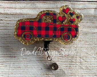 Buffalo Karo LKW Abzeichen Reel: Glitter Acryl Valentinstag Geschenk