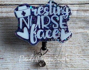Resting Nurse Gesicht Glitter Abzeichen Reel: Acrylharz Krankenschwester Geschenk