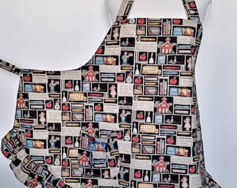 Lady's plus size apron - Fits 4x, 5x, & 6x. but will fit smaller - 1x- 3x. Teacher's and teacher's aide print