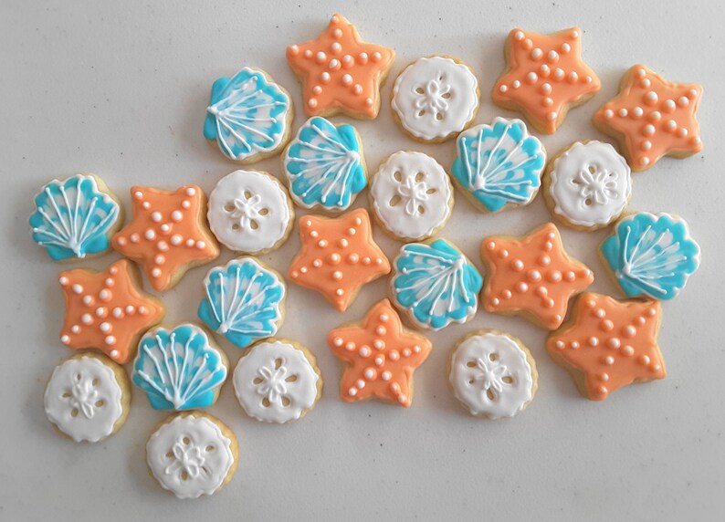 Seashells Aqua & Coral Cookie Charms seashell cookies Etsy