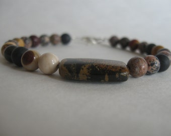 Picture Jasper Bracelet - leopard Jasper Bracelet - mixed gemstone jewelry - bracelet - pmakdesigns