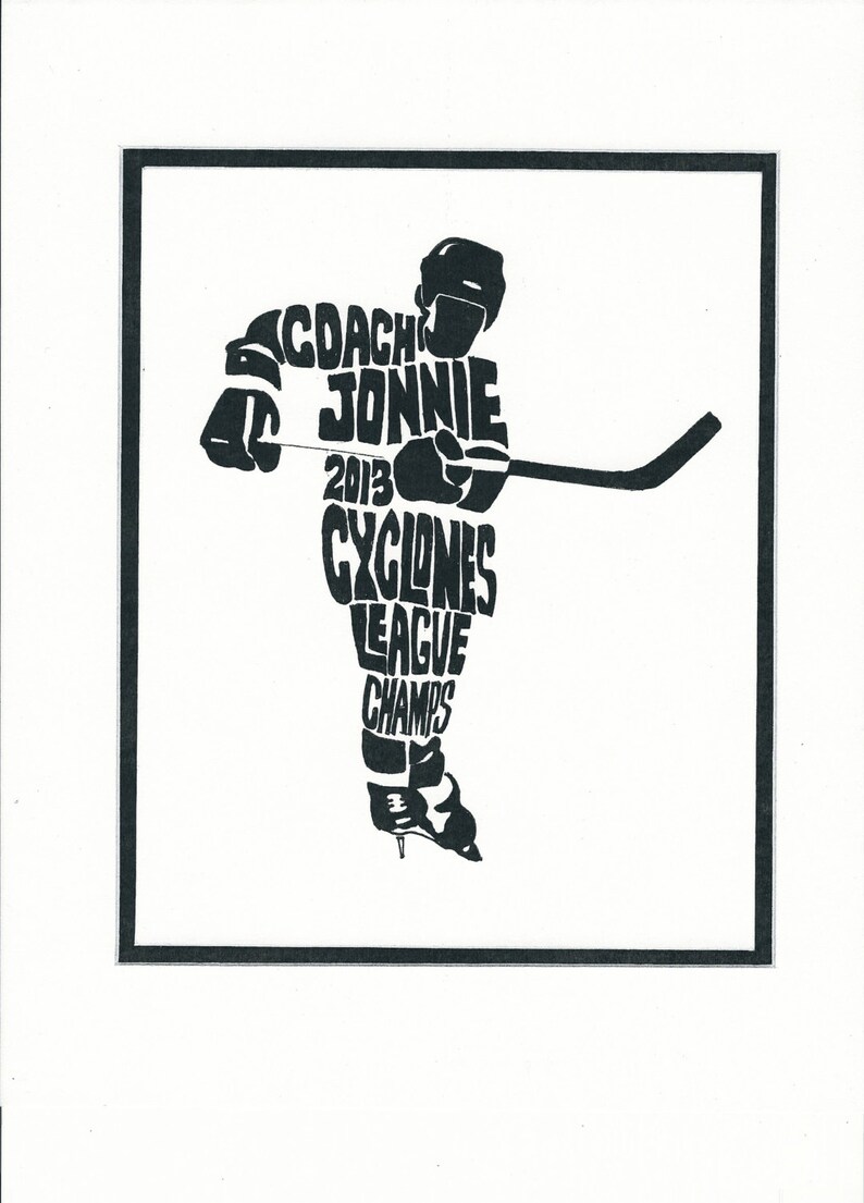 Personalized Sport Figure Hockey Coach/name/team/dates Gift Etsy