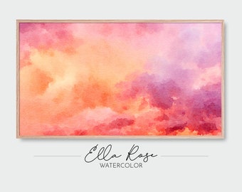 Samsung Frame TV Art | Sunset Clouds | Clouds Sky Watercolor Art | Frame TV Art | Digital Watercolor Art | Frame TV Painting | Valentine Art