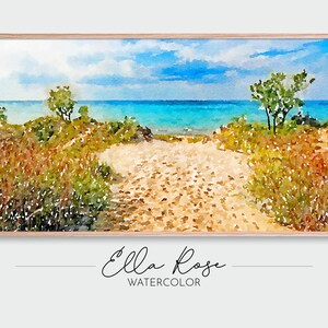 Samsung Frame TV Art | Path to the Beach Landscape Painting | Digital Watercolor Art | Frame TV Art Summer| Samsung Frame TV Coastal Art