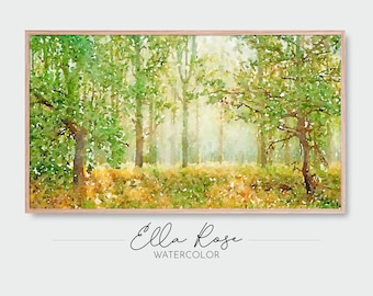 Samsung Frame TV Art | Clearing in the Woods Landscape | Frame TV Art Fall | Digital Watercolor Art | Frame TV Painting | Forest Watercolor