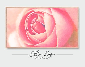 Samsung Frame TV Art | Pink Rose Painting | Digital Watercolor Art | Frame TV Painting Floral | Valentine's Day TV Art | Floral Art | Pink