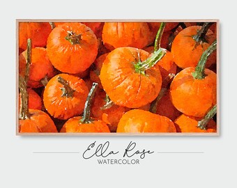 Samsung Frame TV Art | Pumpkin Pile Landscape | Frame TV Art Fall | Digital Watercolor Art | Frame TV Halloween| Autumn Watercolor Art