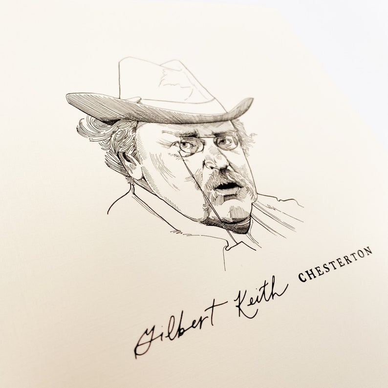 G. K. Chesterton Print Pen & Ink Illustration image 3