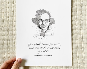 8x10 Customizable Portrait and Handlettered Quote - Pen & Ink Illustration