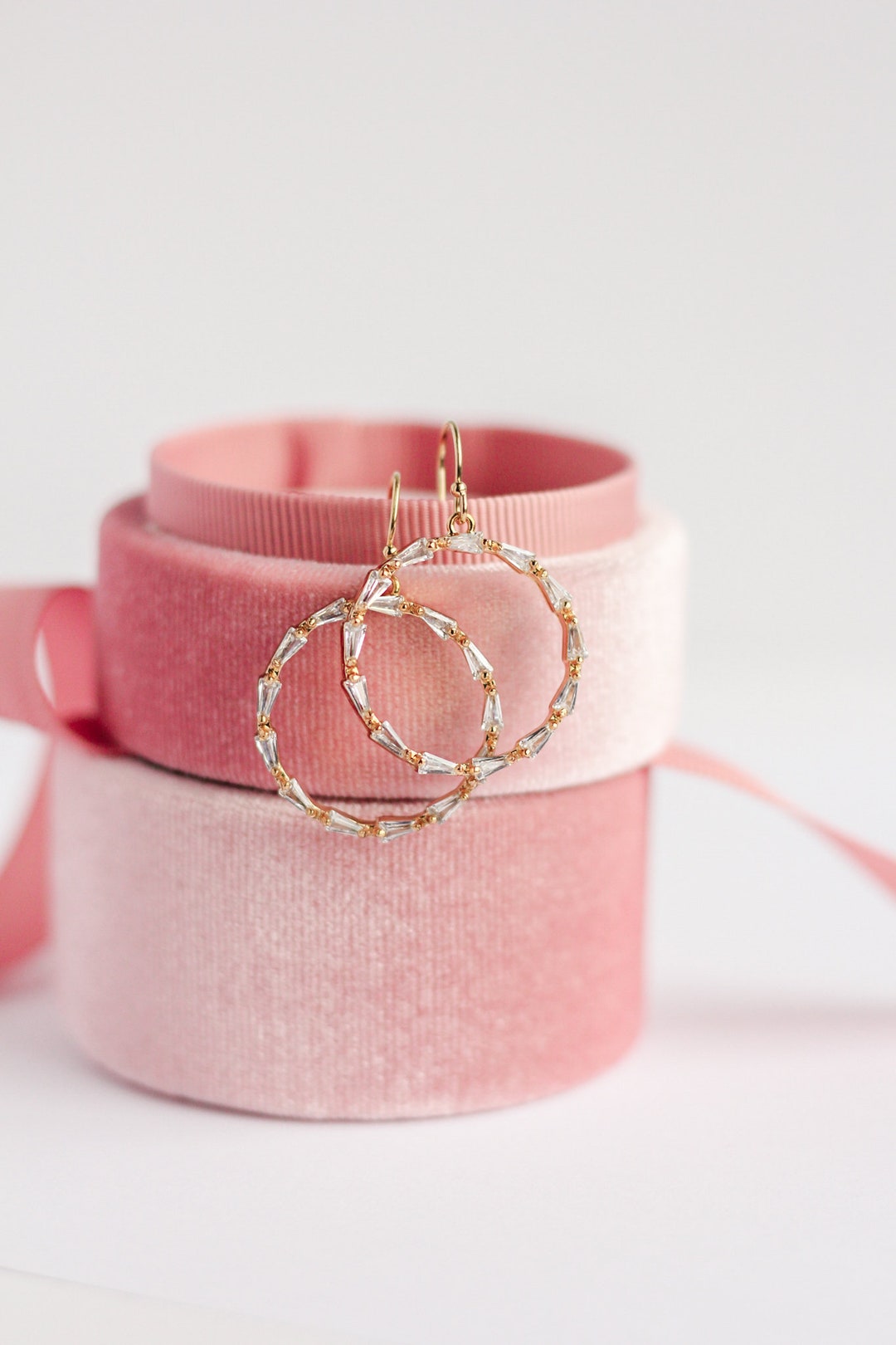 Gold Crystal Hoop Earrings, Vintage Earrings, Retro Earrings, Earrings ...