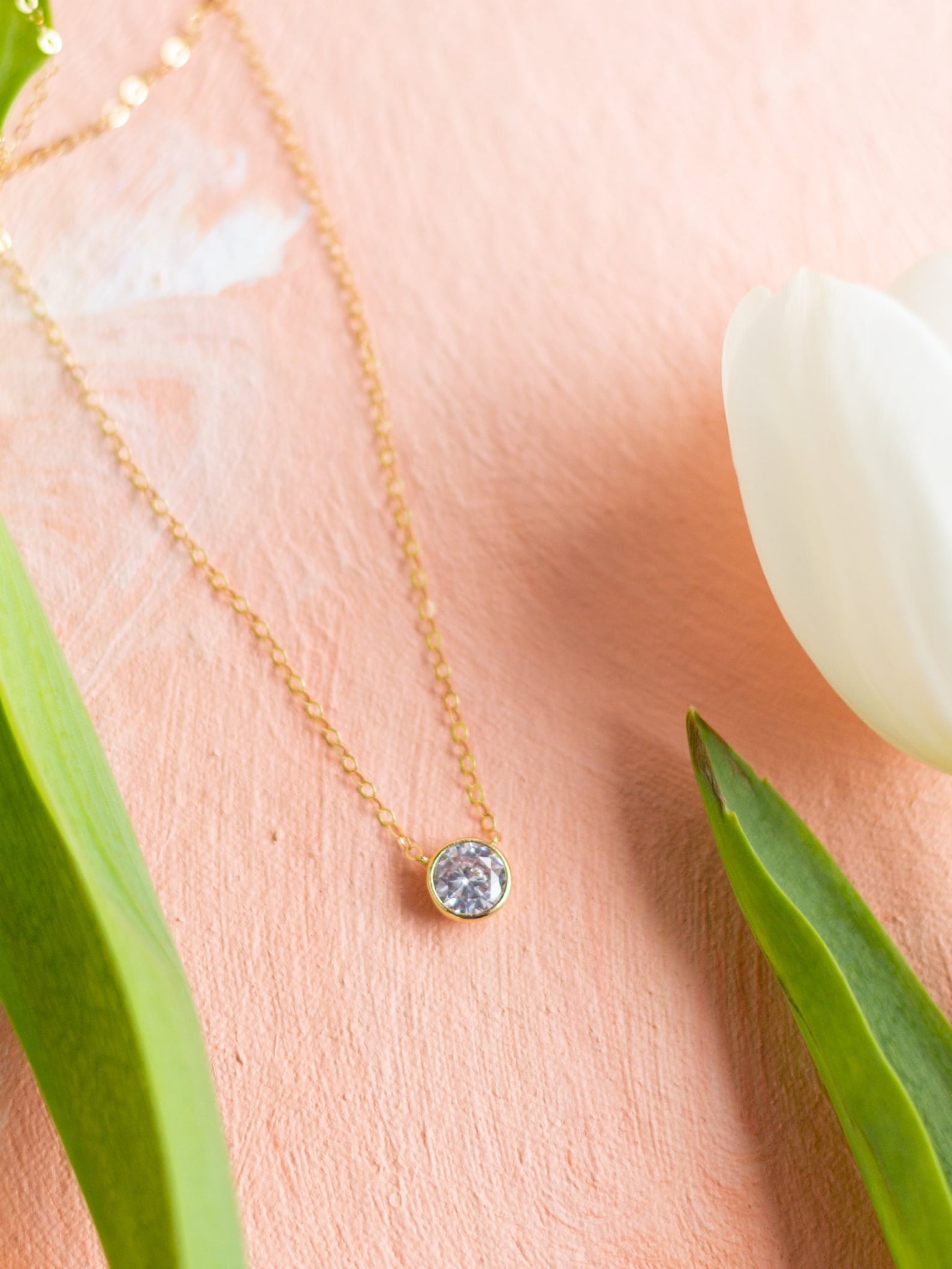 Crystal Necklace Small Gold Necklace Delicate Gold Necklace Etsy