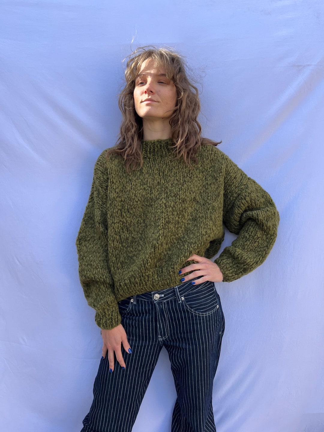 Olive Green Knit Sweater 17180