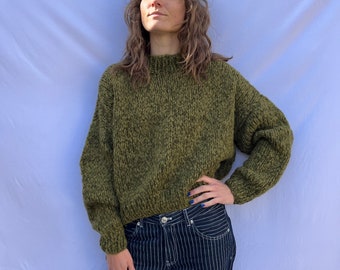 Hand Knitted Sweater Olive Green