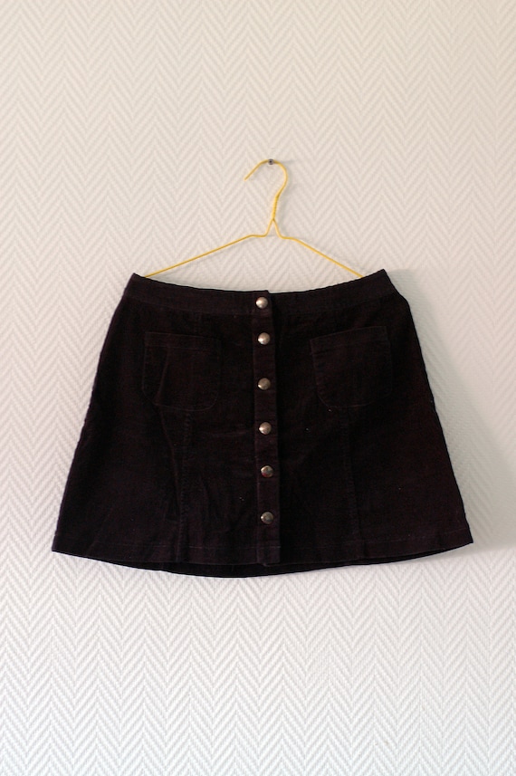 Black corduroy retro mini skirt