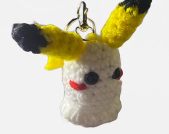 PikaBOO pikachu inspired crocheted keychain or backpack buddy