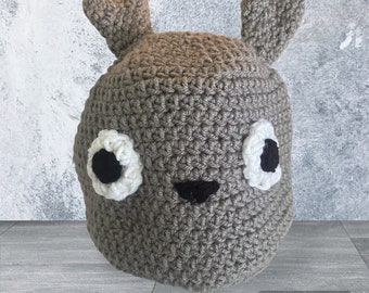 Totoro inspired crocheted beanie one size fits most