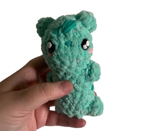 Bulbasaur inspired crocheted doll
