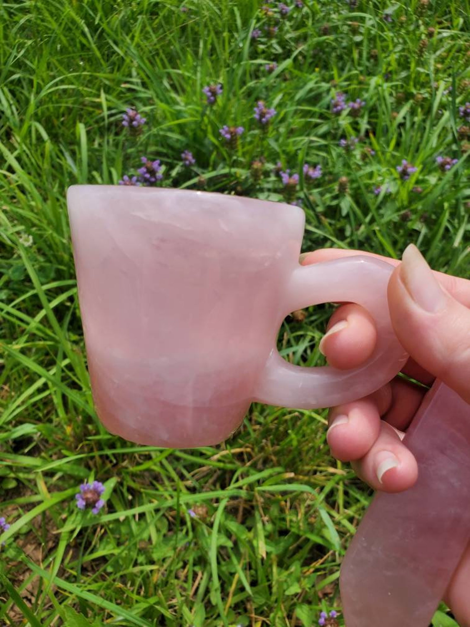 Rose Quartz cup Crystal Tea Cup Rose Quartz Spoon Rose Etsy