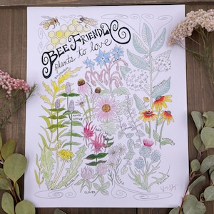 Bee Friendly Pollinator Plants Art Print
