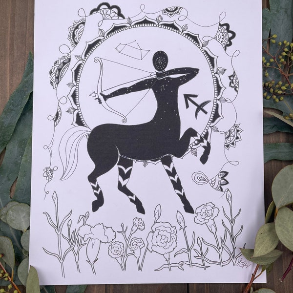 Sagittarius Zodiac Illustration Art Print