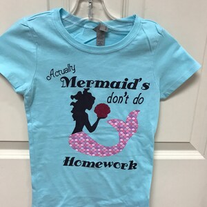 Mermaids don&#39;t do homework with purple and pink tale