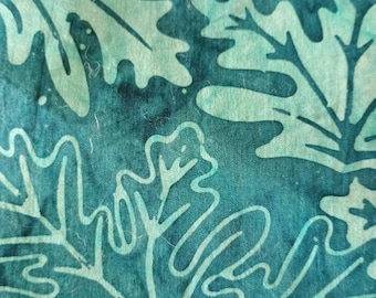 4.99 yard Oak leaf blue batik cotton fabric/quilting/sewing/material