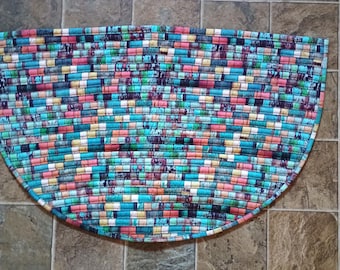 Alfombra de algodón hecha a mano, con diseño de rebanadas de colores (29 x 18)