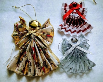 Set of 3 Ribbon Angel Ornaments – Christmas Tree Decorations