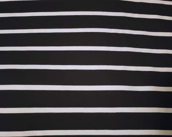Stripe knit fabric/navy blue and white/sewing/material