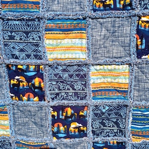 Rag quilt/ flannel rag quilt/wilderness rag quilt/rag throw/rag flannel quilt/bear rag quilt/blue rag quilt/deer rag quilt/lap rag quilt