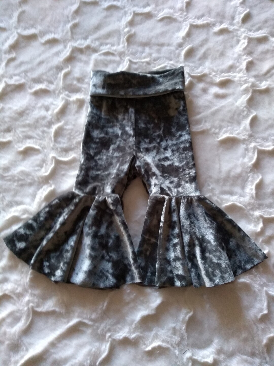Baby Bell Bottoms/gray Crushed Velvet Bell Bottoms/girls Bell Etsy