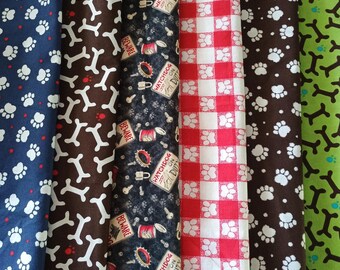 Bundle Paws and bones cotton fabric/sewing/quilting/material
