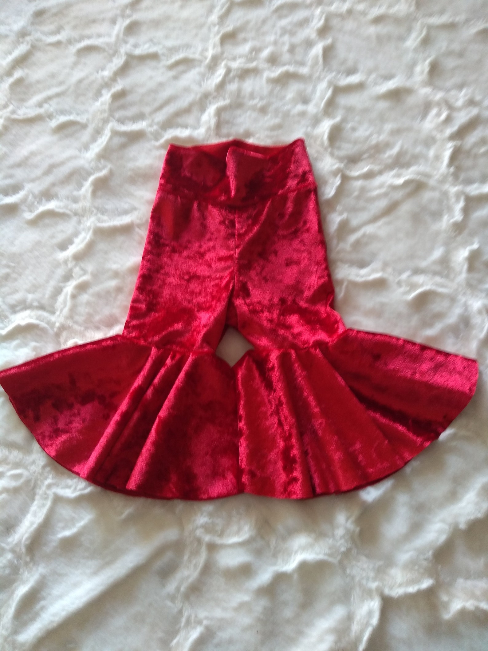 Baby Bell Bottoms/Girls red crushed velvet Bell Bottoms | Etsy