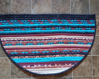 Alfombra Aztec Jelly Roll, hecha a mano (29x18)