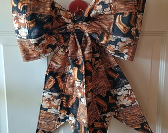 Reversible giant quilted fabric bow/ Western/home decor/wall hanging