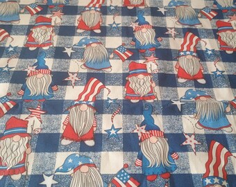 Gnome red white and blue cotton fabric/sewing/quilting